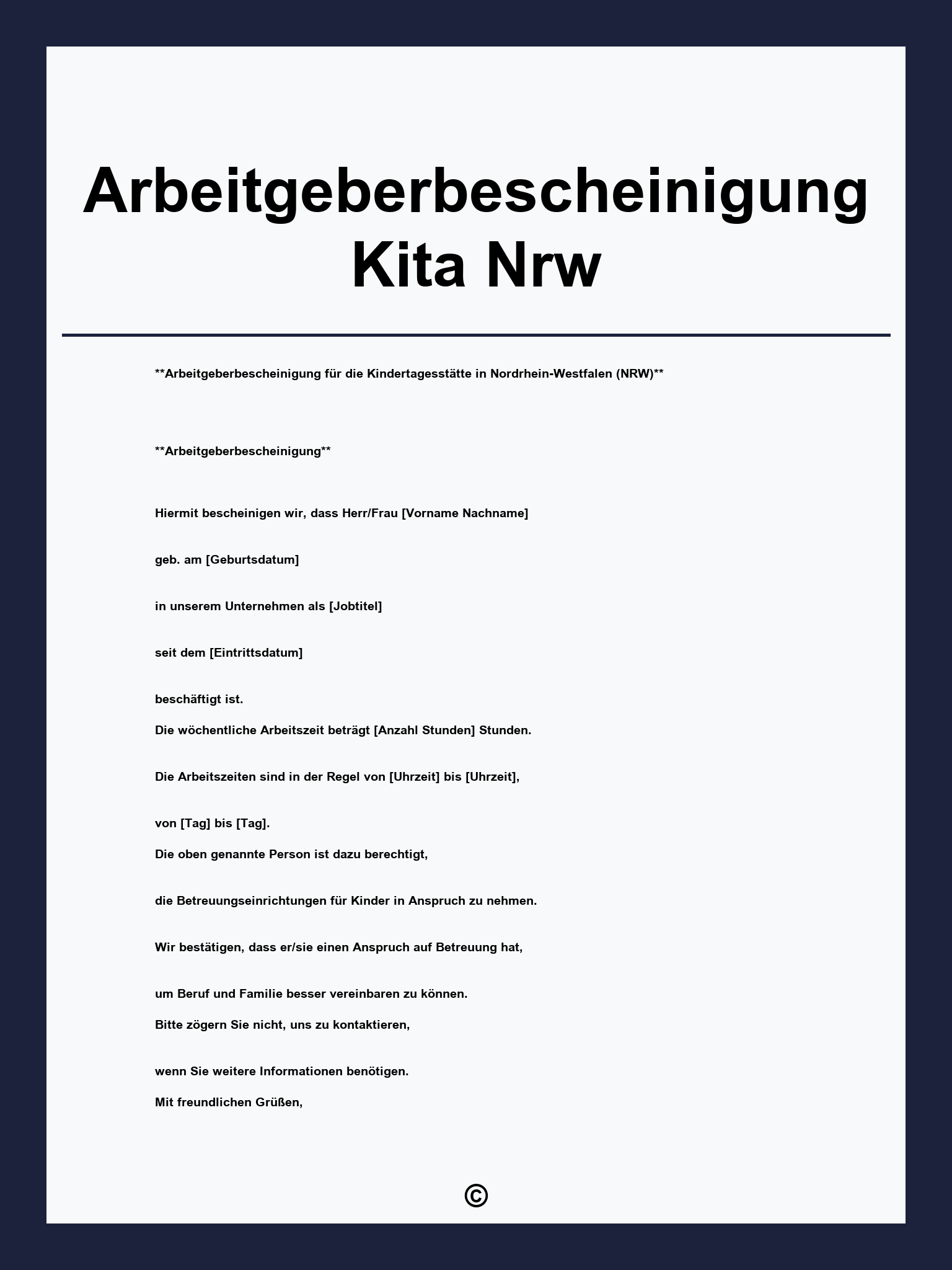Arbeitgeberbescheinigung Kita Nrw