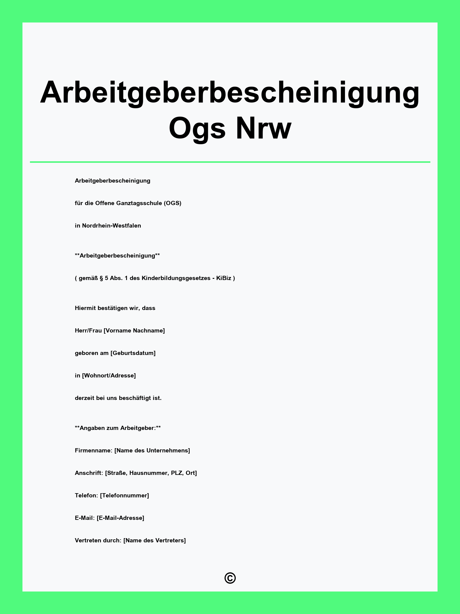 Arbeitgeberbescheinigung Ogs Vorlage Nrw