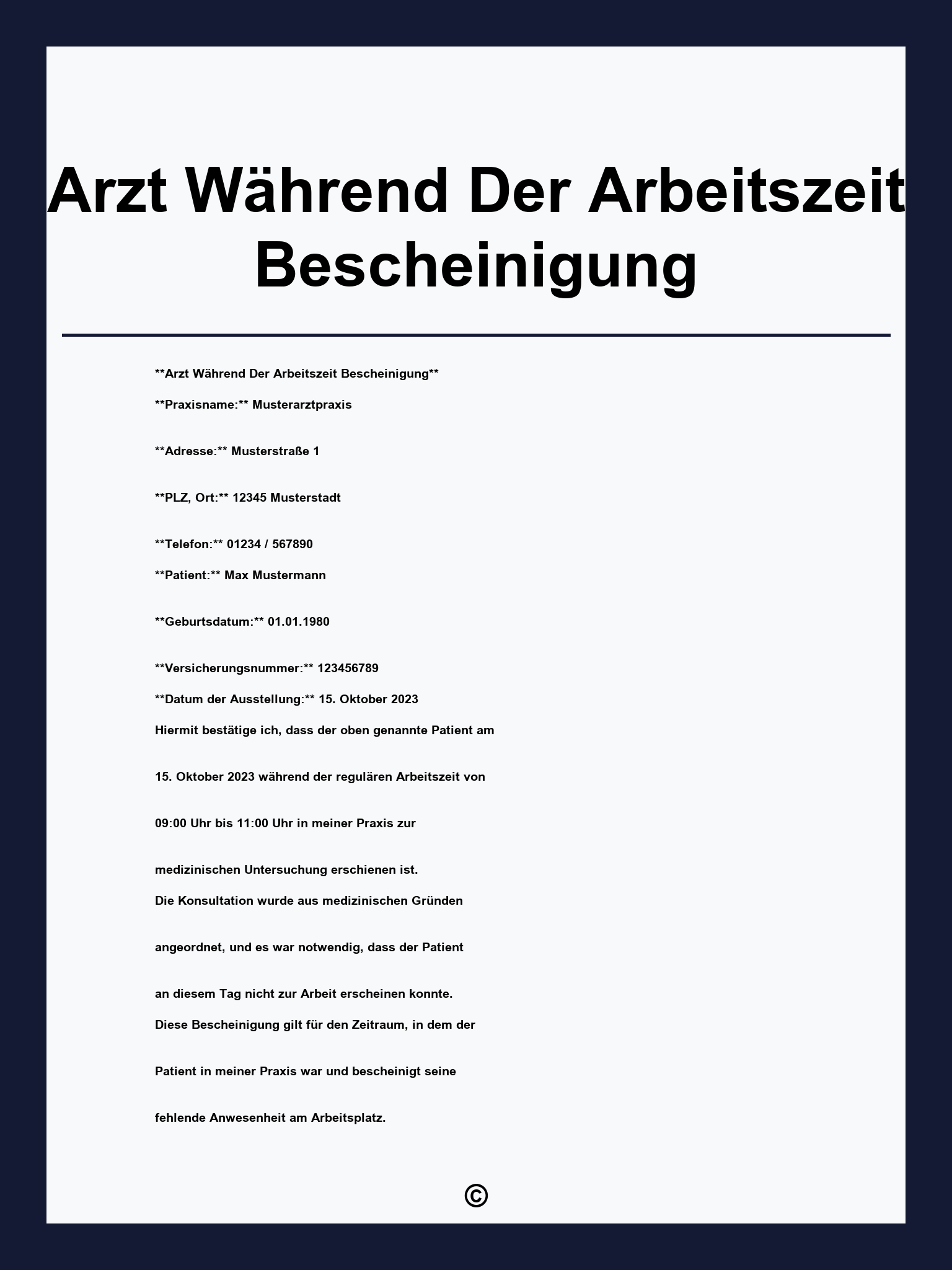 Arzttermin Während Der Arbeitszeit Bescheinigung Vorlage