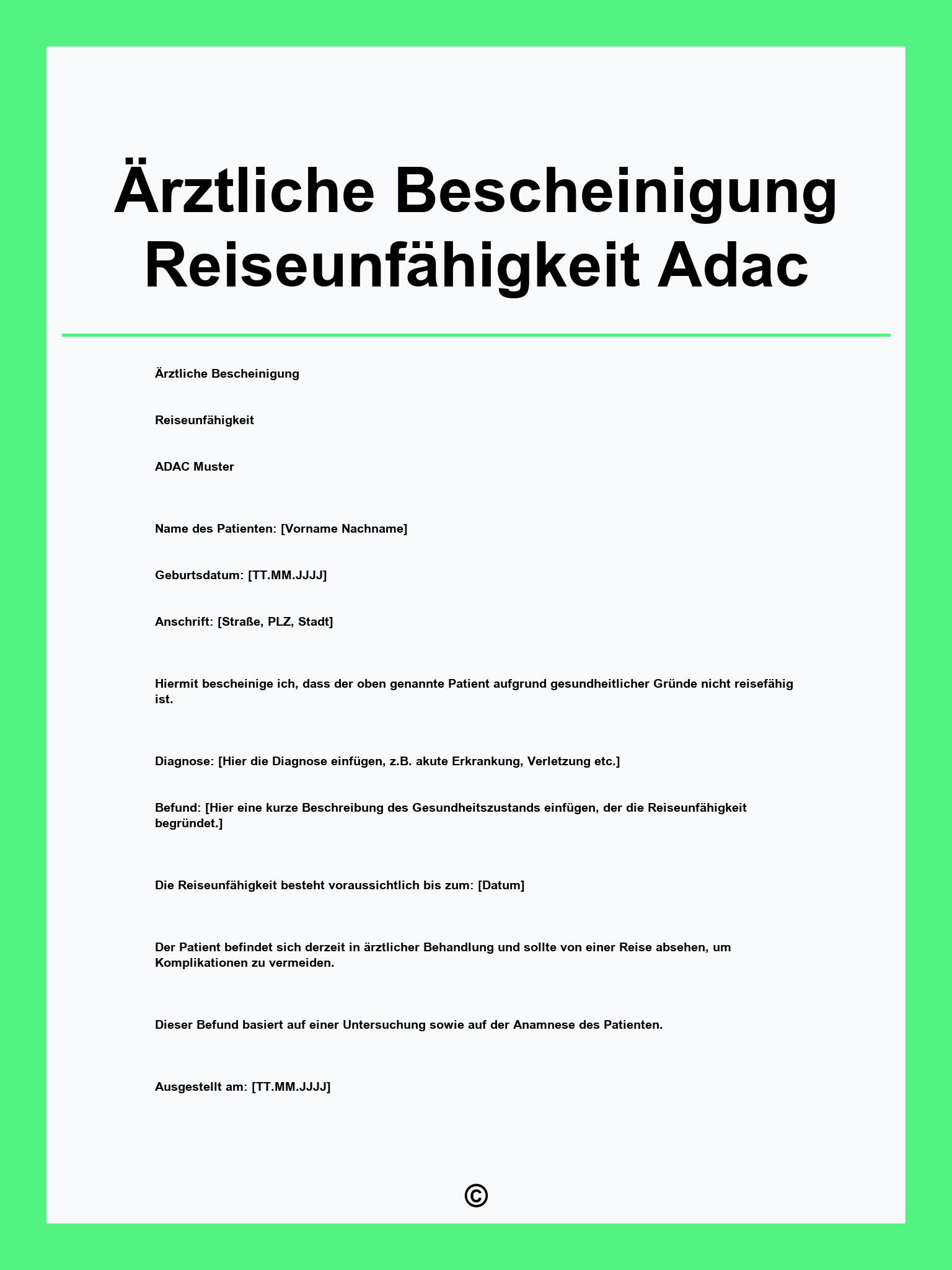 Ärztliche Bescheinigung Reiseunfähigkeit Muster Adac