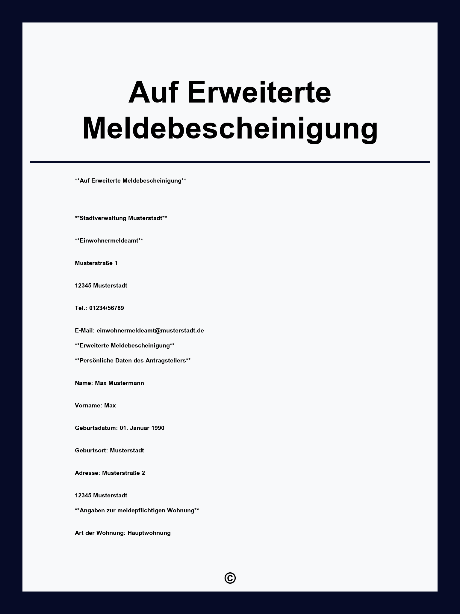 Antrag Auf Erweiterte Meldebescheinigung