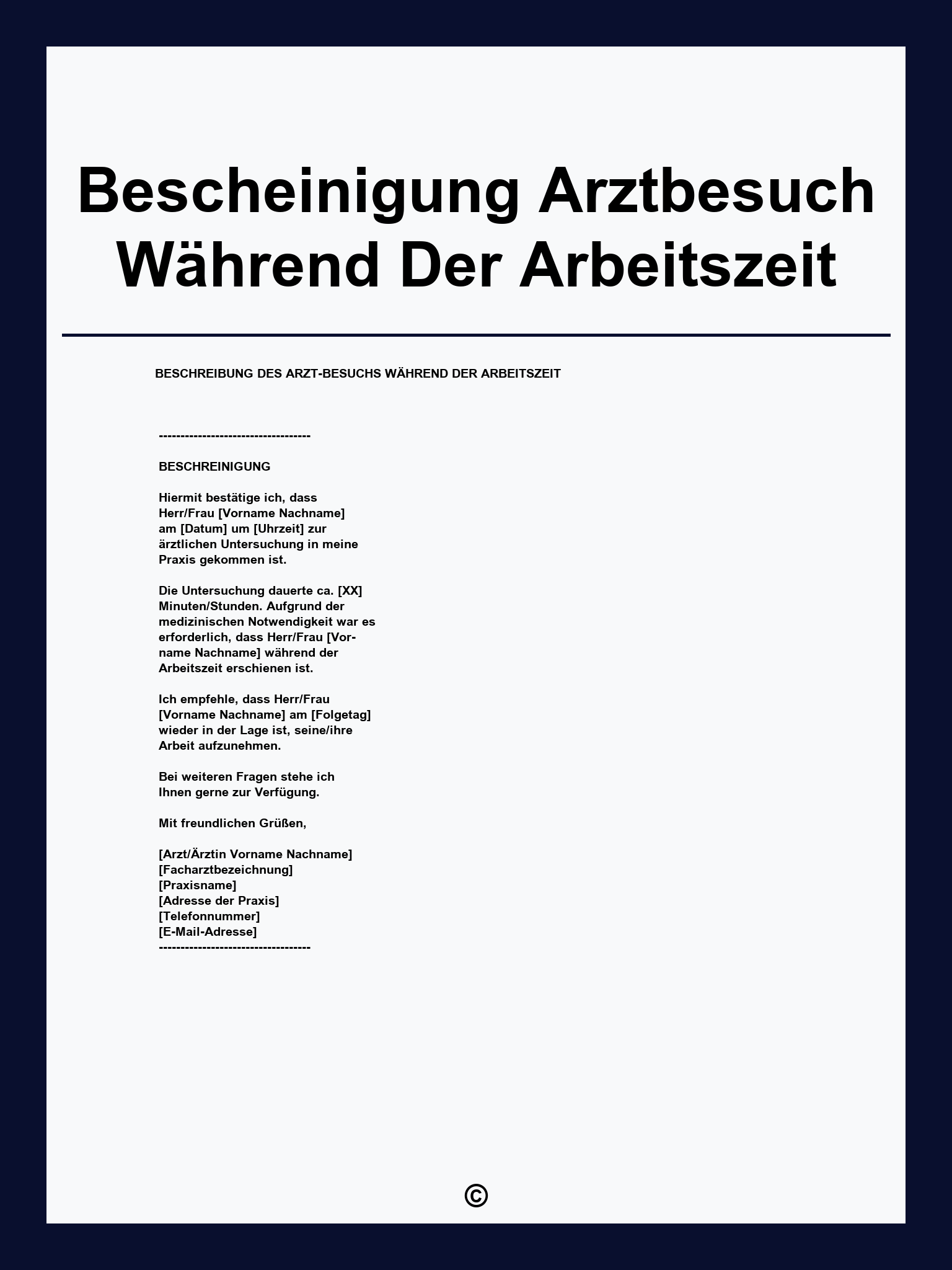 Bescheinigung Arztbesuch Während Der Arbeitszeit Formular