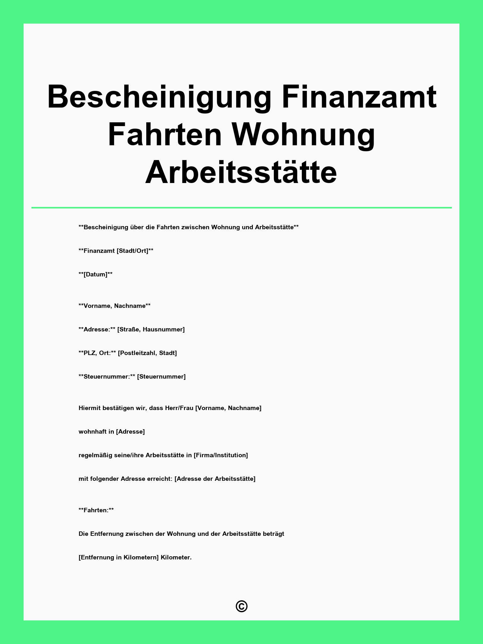 Bescheinigung Finanzamt Fahrten Wohnung Arbeitsstätte Muster