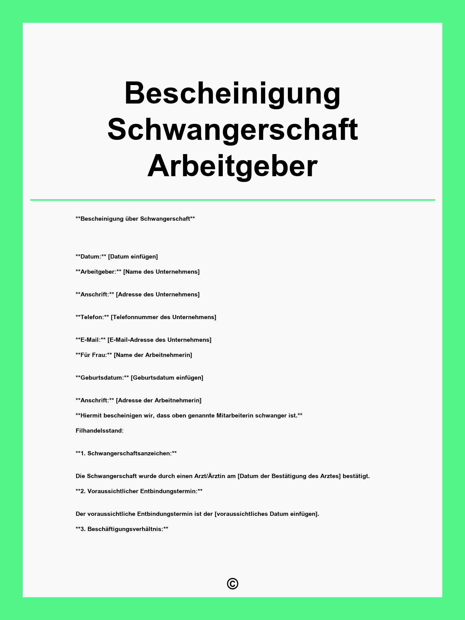 Bescheinigung Schwangerschaft Arbeitgeber Vorlage
