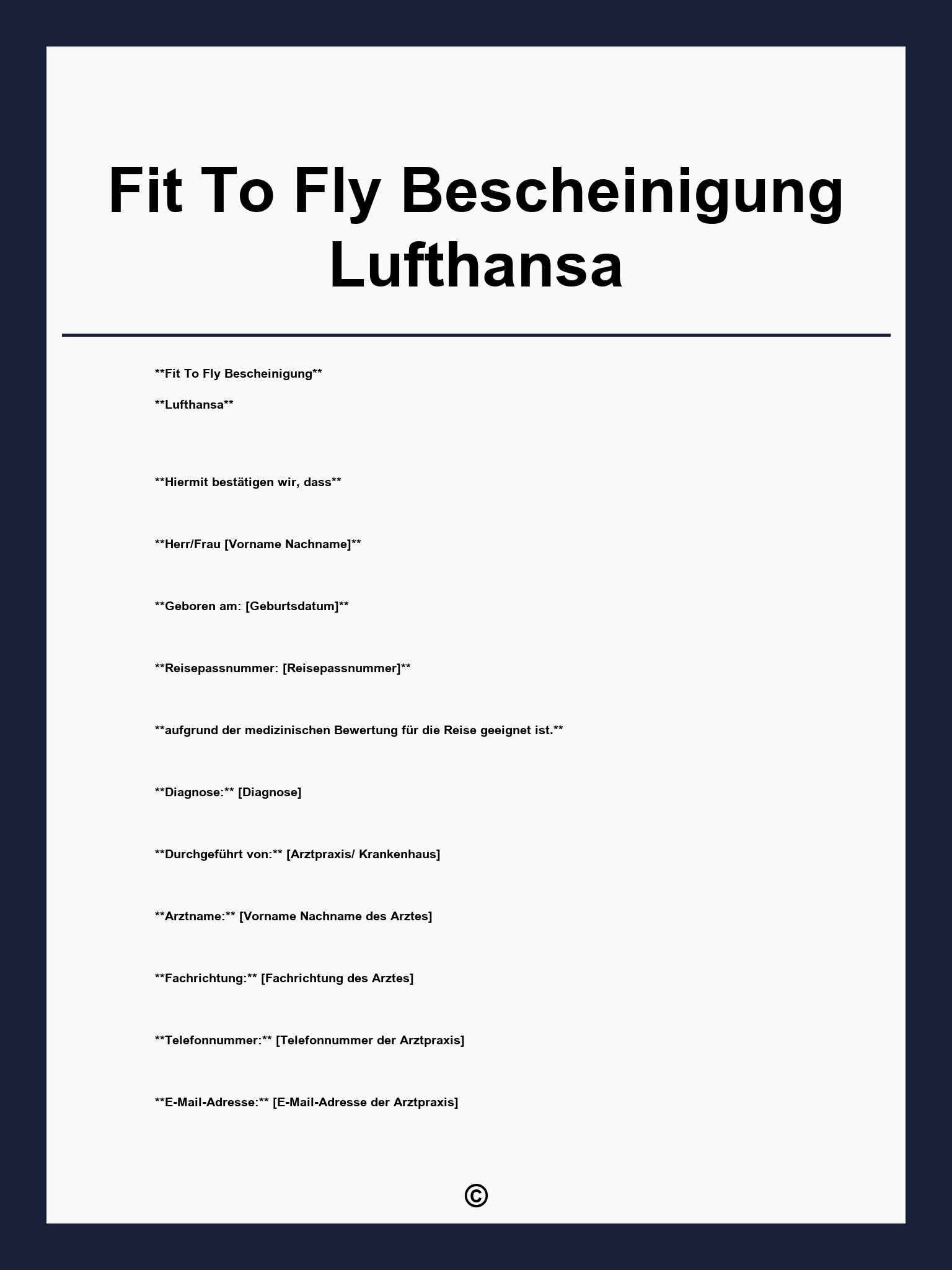 Fit To Fly Bescheinigung Lufthansa