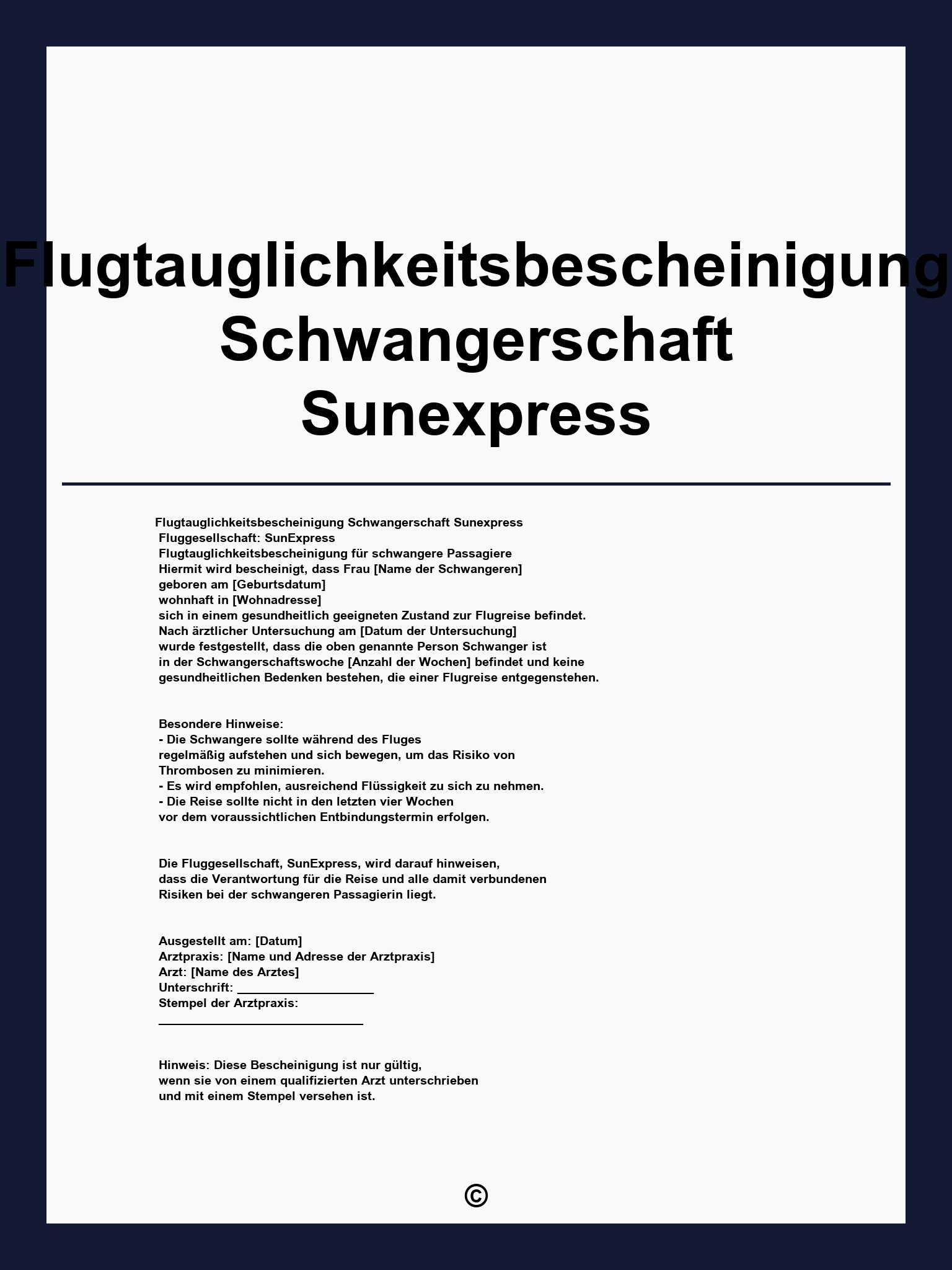 Flugtauglichkeitsbescheinigung Schwangerschaft Sunexpress