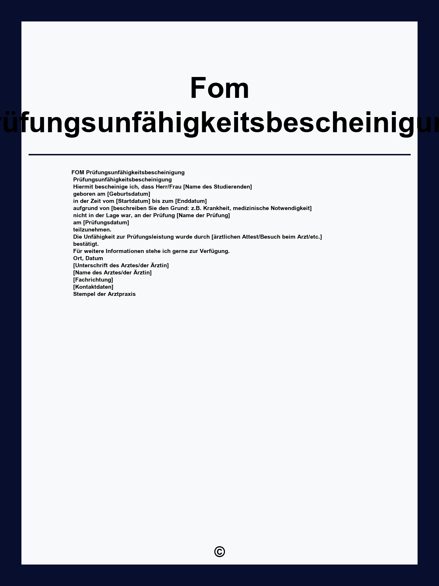 Fom Prüfungsunfähigkeitsbescheinigung