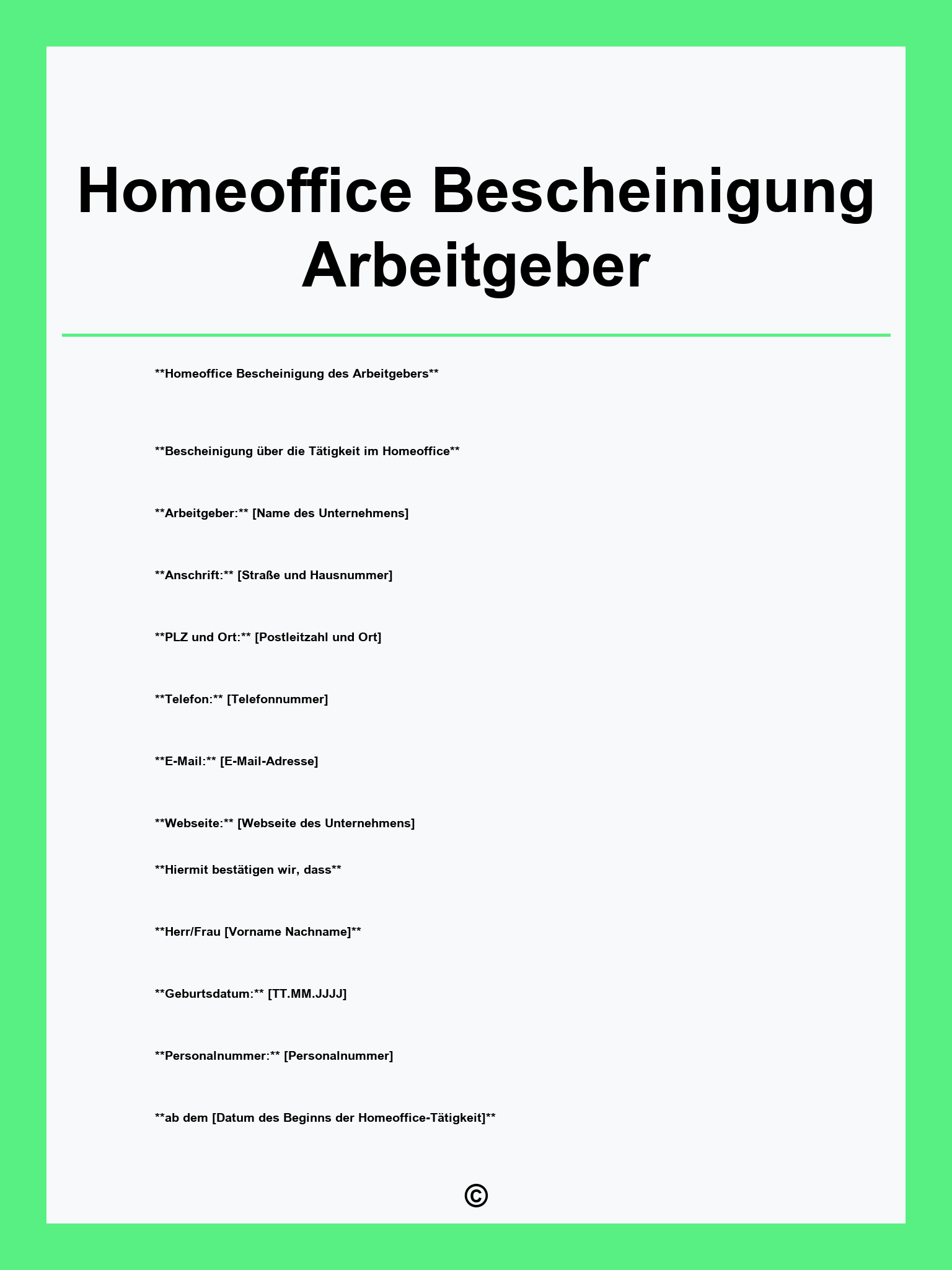 Homeoffice Bescheinigung Arbeitgeber Vorlage