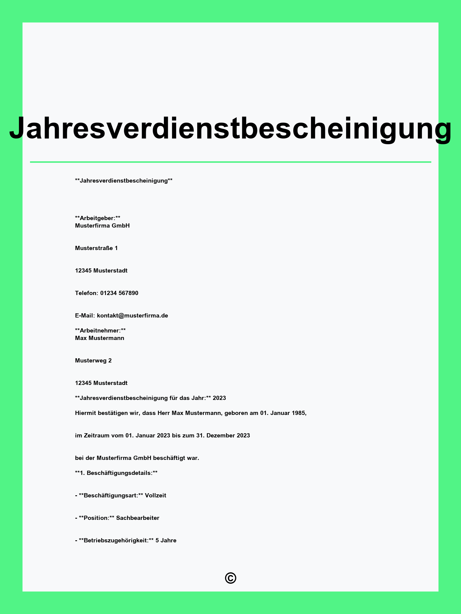 Jahresverdienstbescheinigung