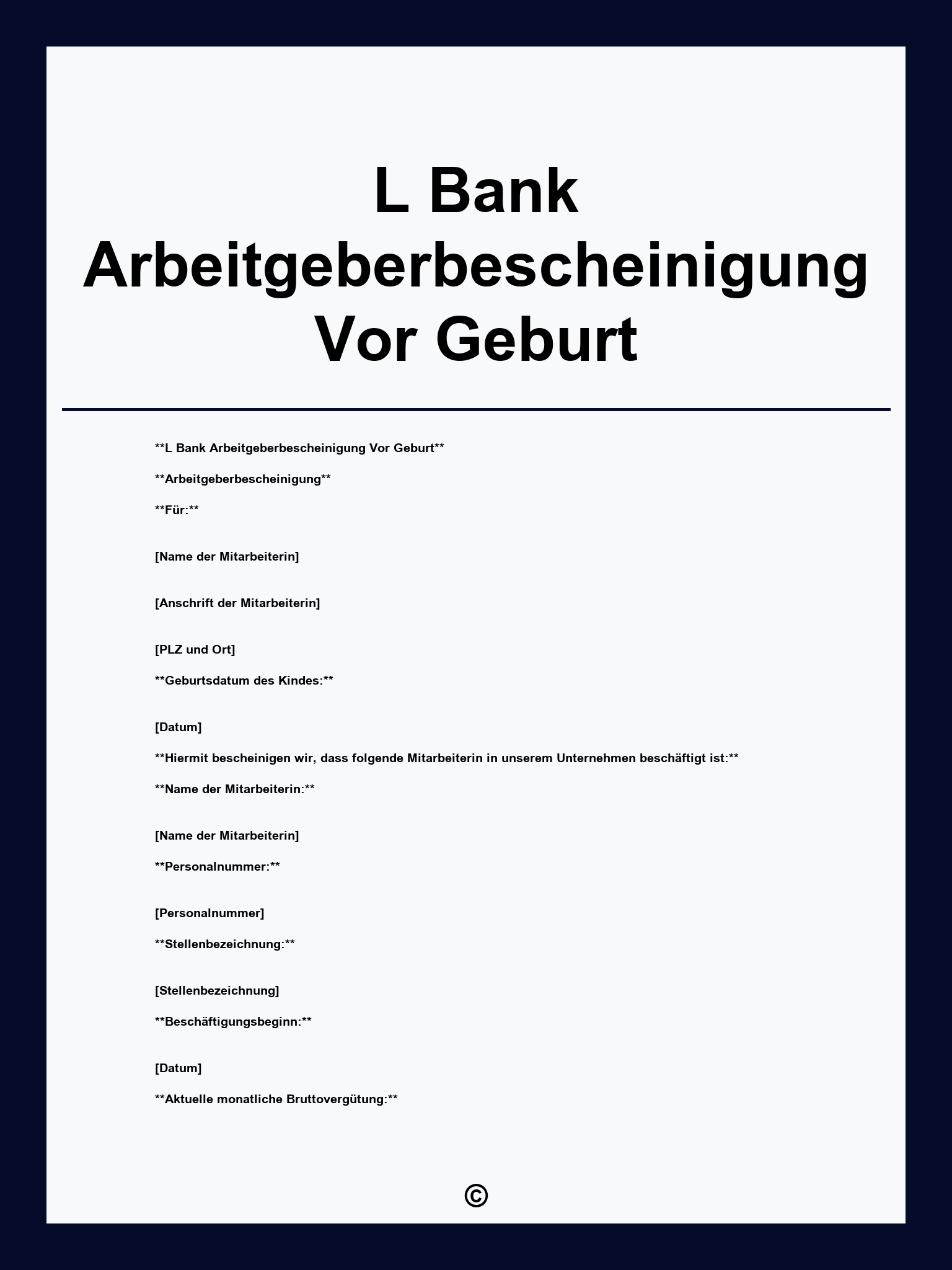 L-Bank Arbeitgeberbescheinigung Vor Geburt Zum Ausfüllen