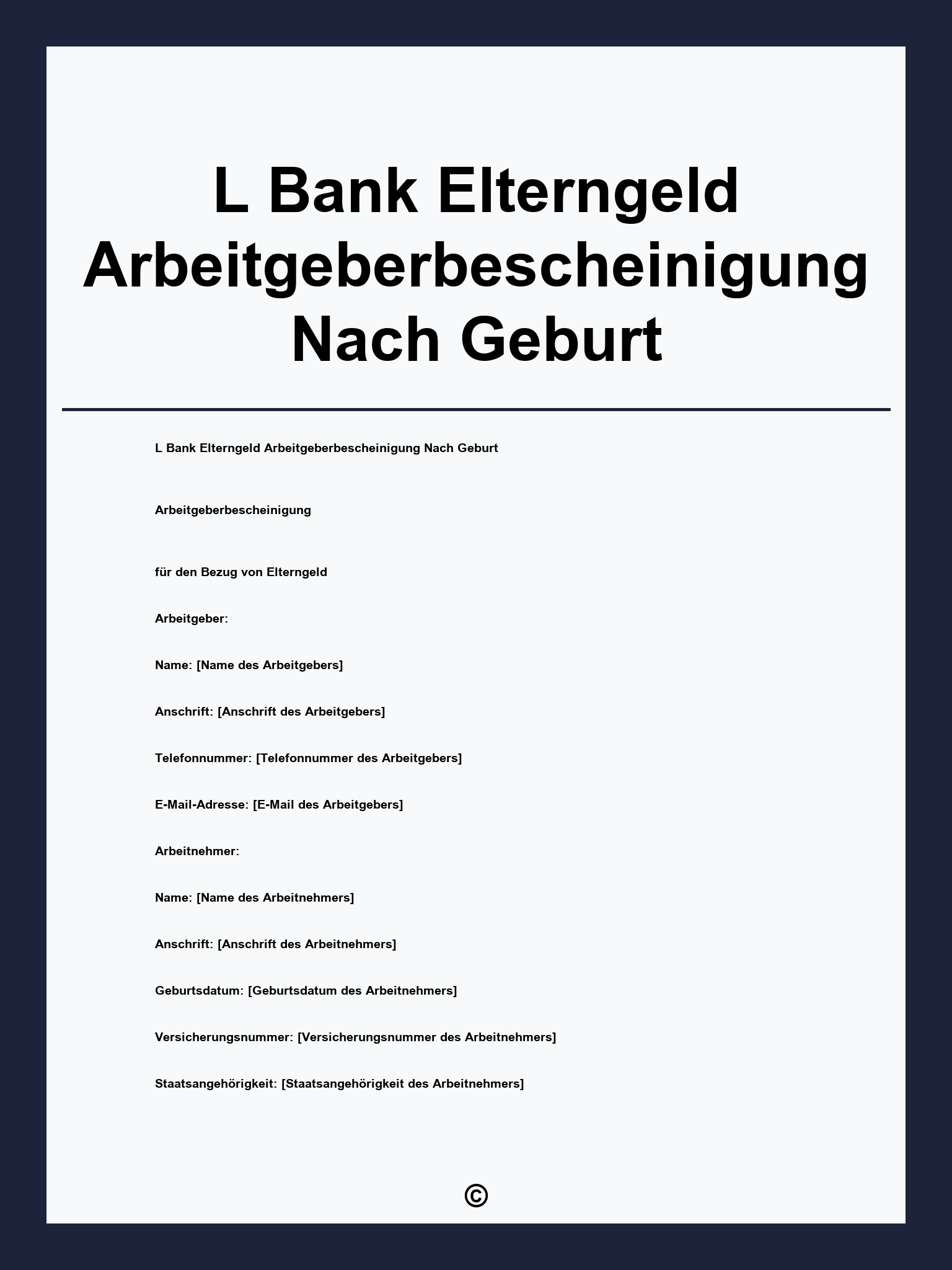 L-Bank Elterngeld Arbeitgeberbescheinigung Nach Geburt