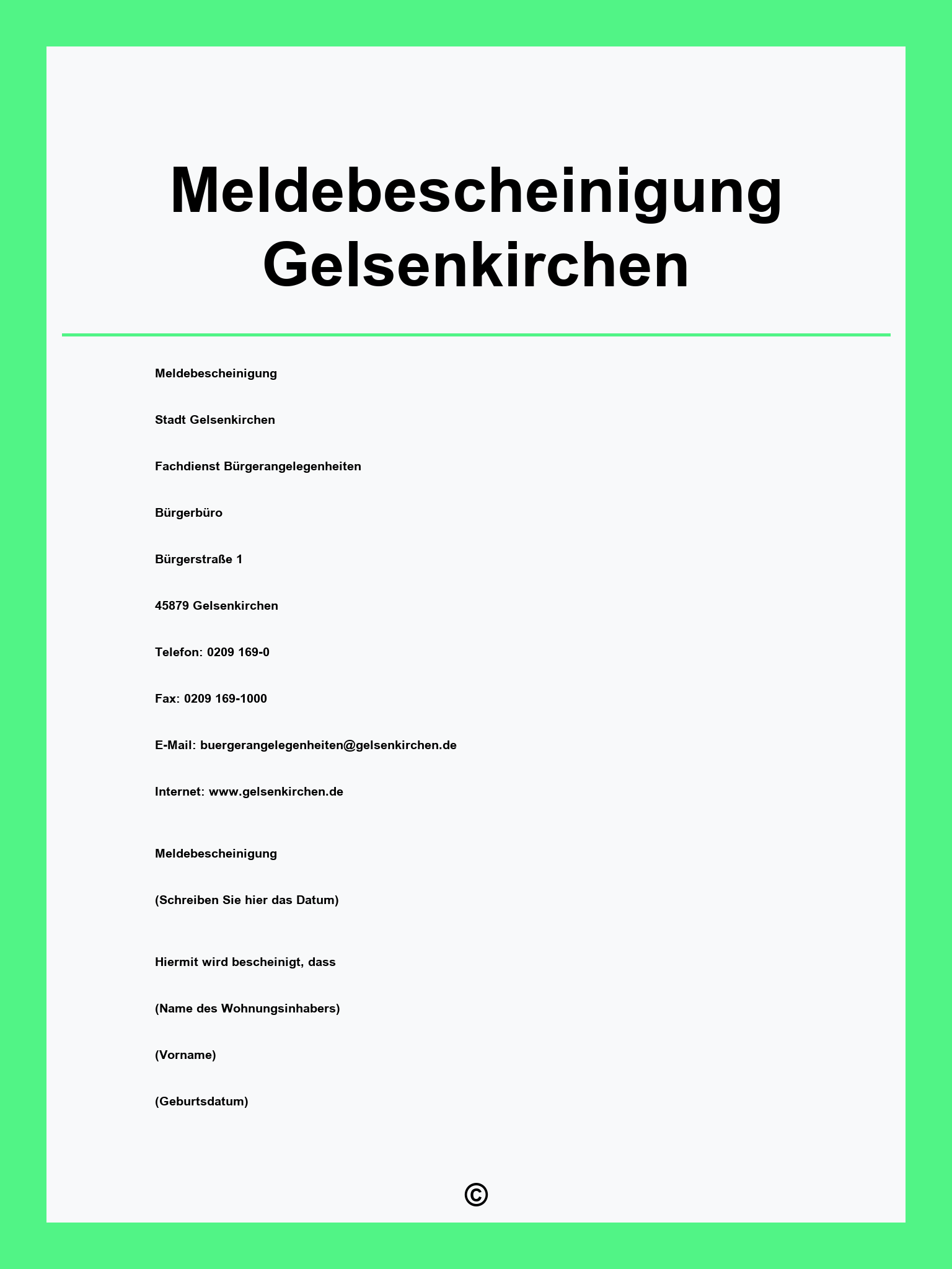 Meldebescheinigung Gelsenkirchen