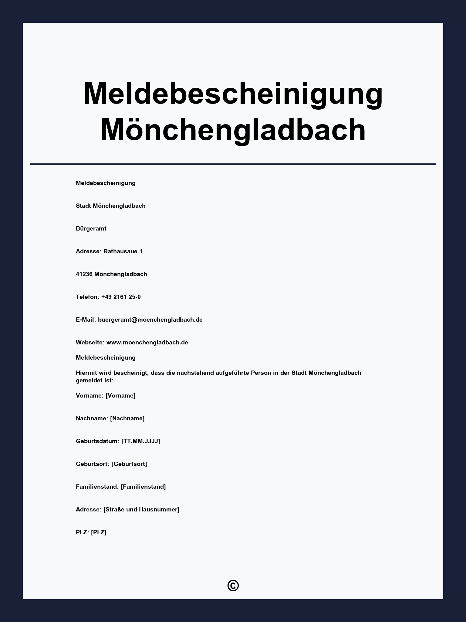 Meldebescheinigung Mönchengladbach