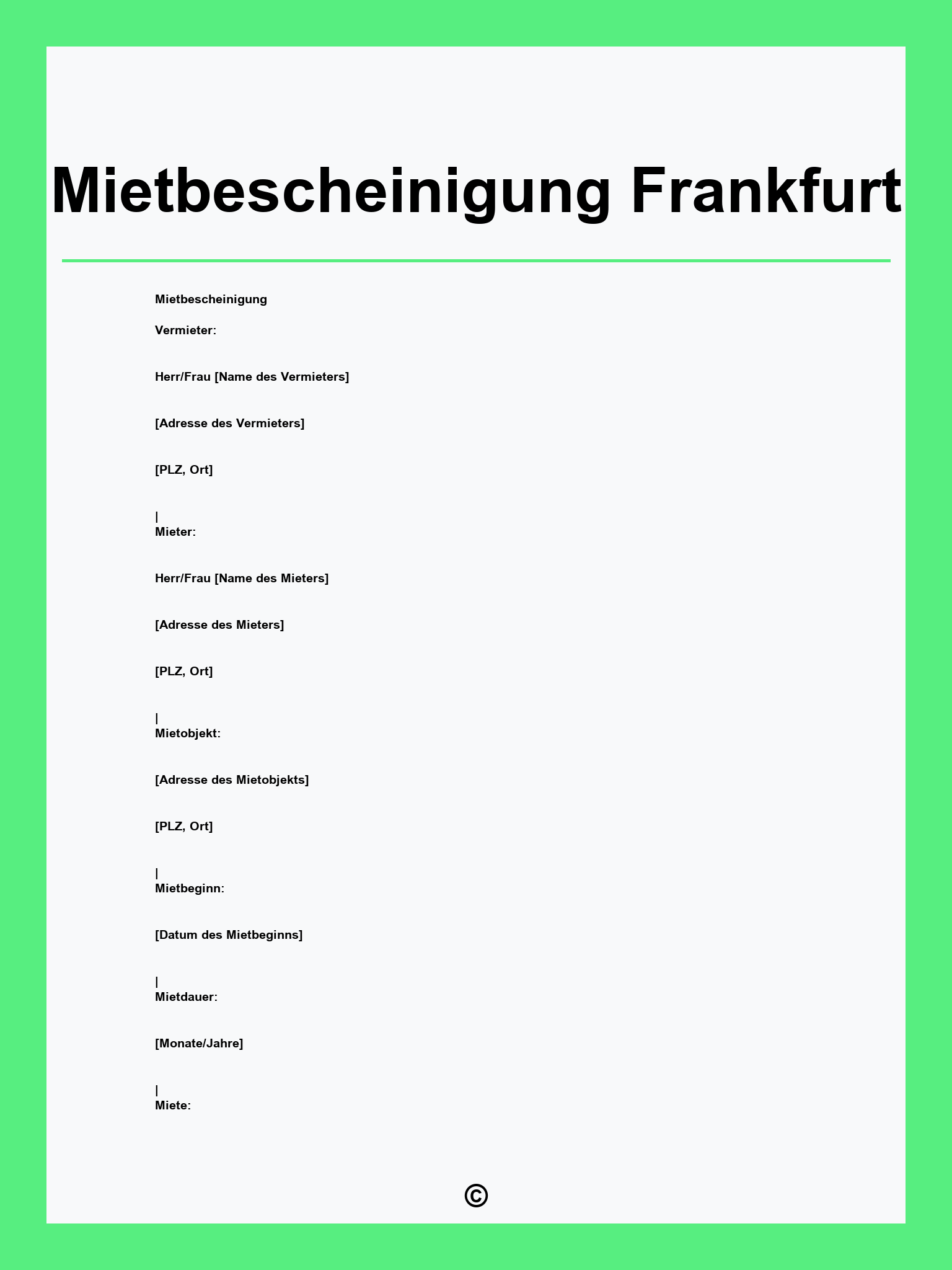 Mietbescheinigung Frankfurt