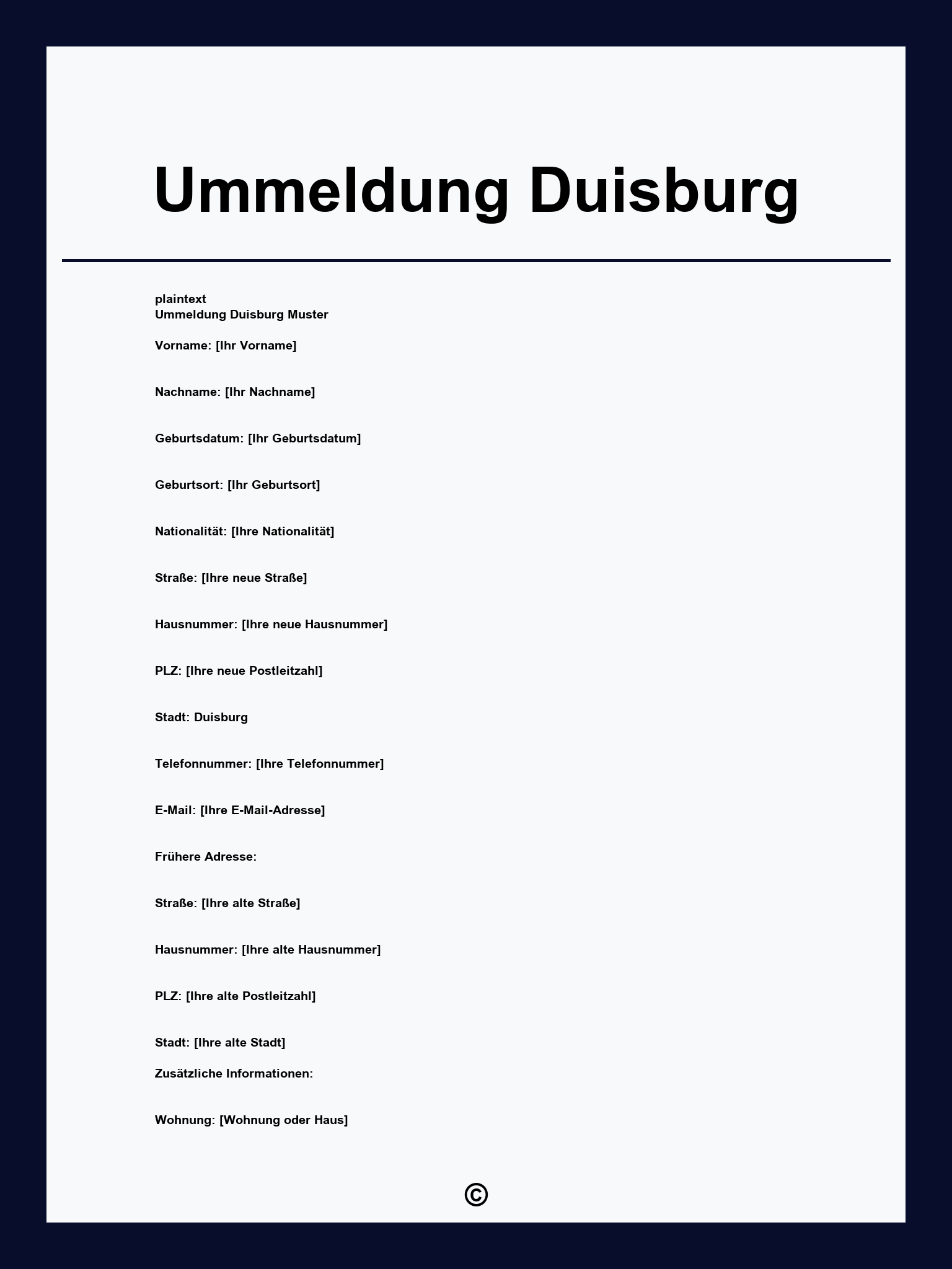 Ummeldung Duisburg Formular