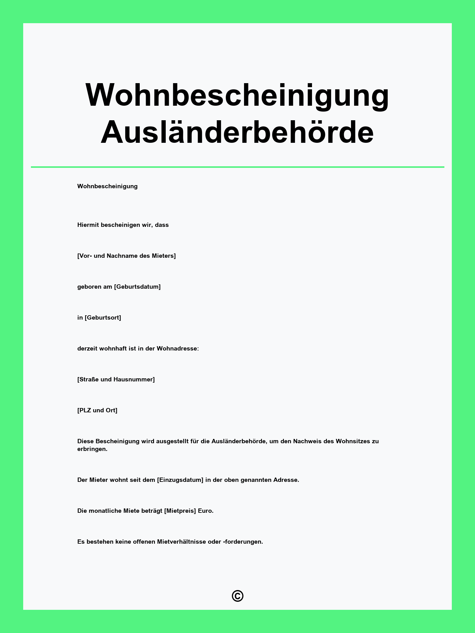 Wohnbescheinigung Ausländerbehörde