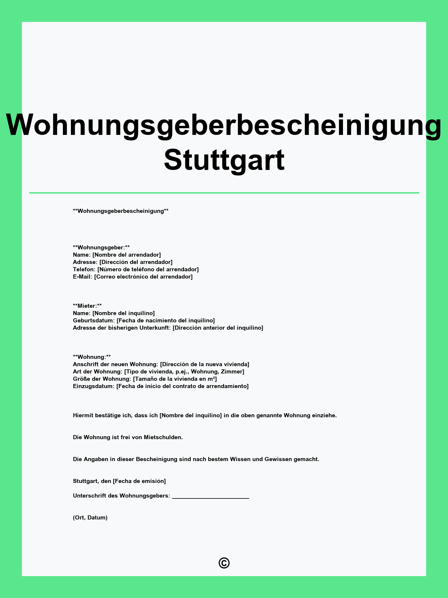 Wohnungsgeberbescheinigung Stuttgart