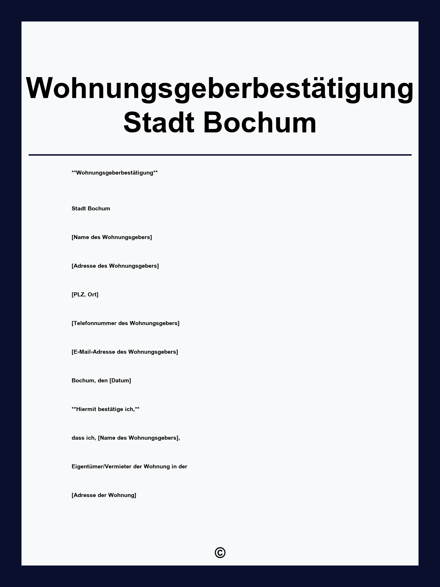 Wohnungsgeberbestätigung Stadt Bochum