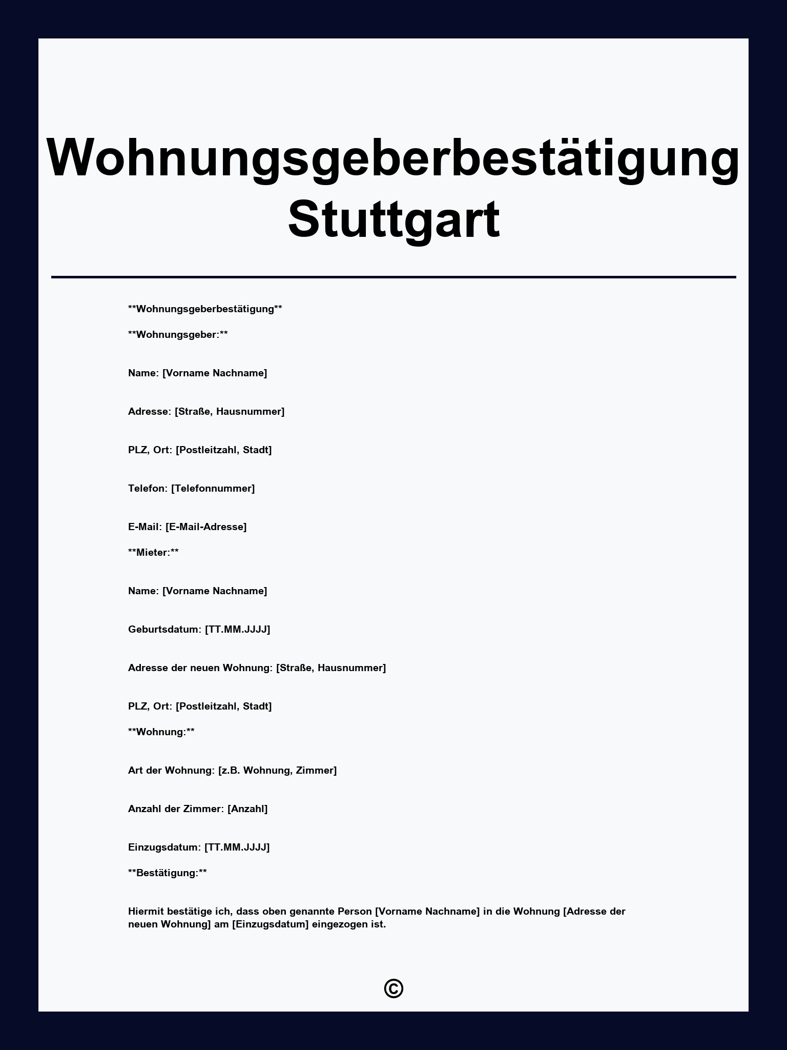 Wohnungsgeberbestätigung Stuttgart